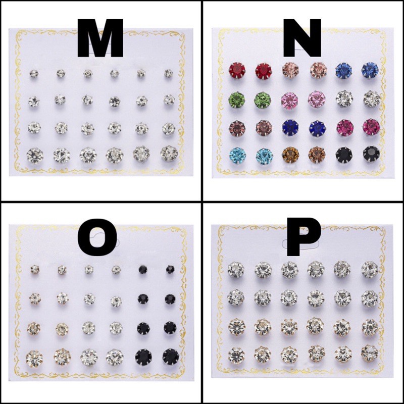 12 Pasang Set Anting korea terbaru model tusuk Mutiara Intan terbagus premium earring hadiah kado