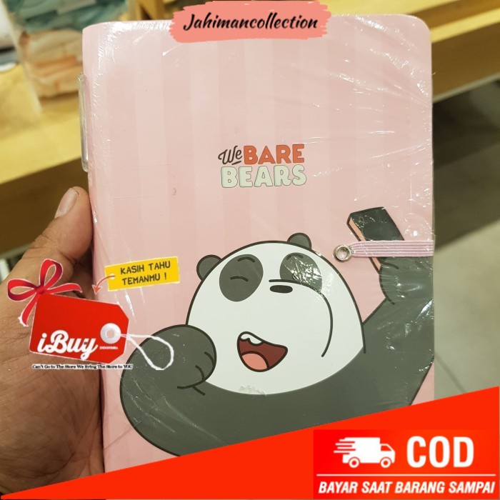 

✨ BISA COD ✨ Miniso We Bare Bears Panpan Memo Book Notes With Pulpen