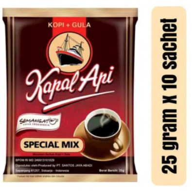 

Kapal Api Special mix Kopi + Gula Scht 25g (10 sachet)