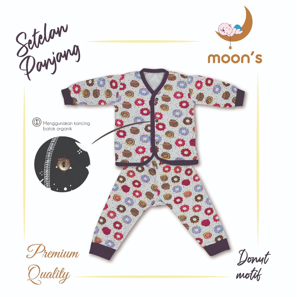 NEWBORN MOONS STELAN PANJANG PREMIUM BABYMOON STELAN BAJU BARU LAHIR NEWBORN BAJU BAYI BAJU PANJANG