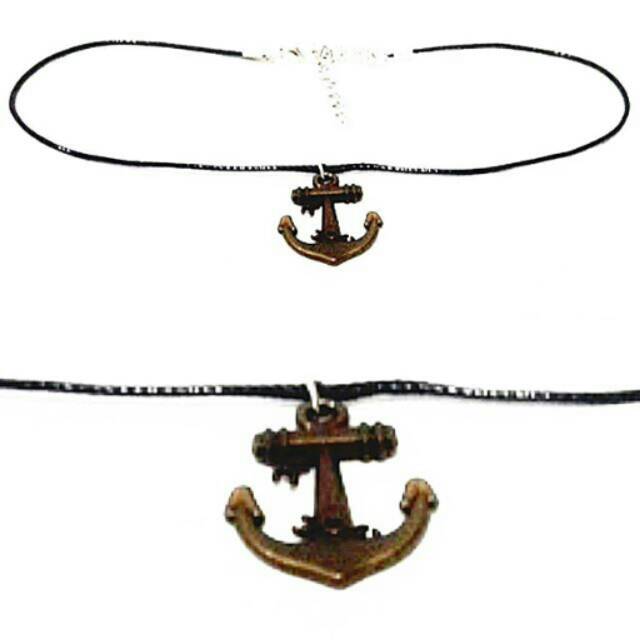 Baby Choker Necklace Big Bronze Anchor | Kalung Handmade