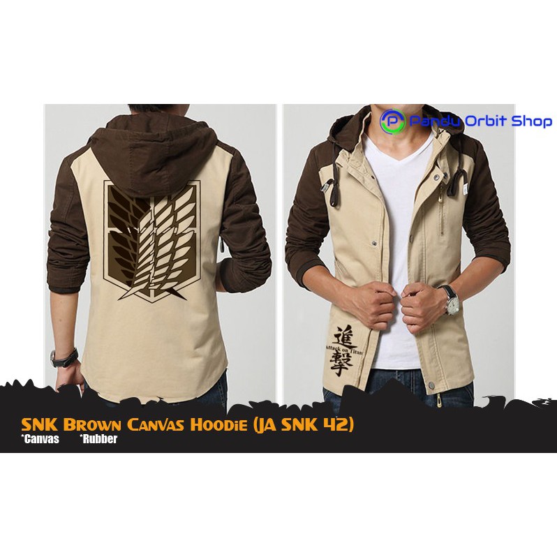 Jaket Snk Brown Canvas Hoodie - JA SNK 42