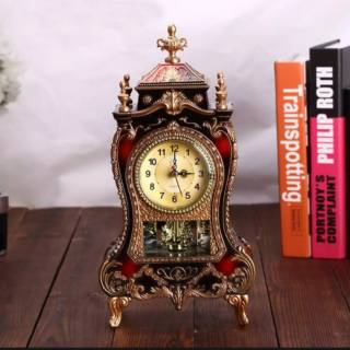 Jam Antik Meja  Kantor  Hias Vintage Style Gaya Eropa Elegan  