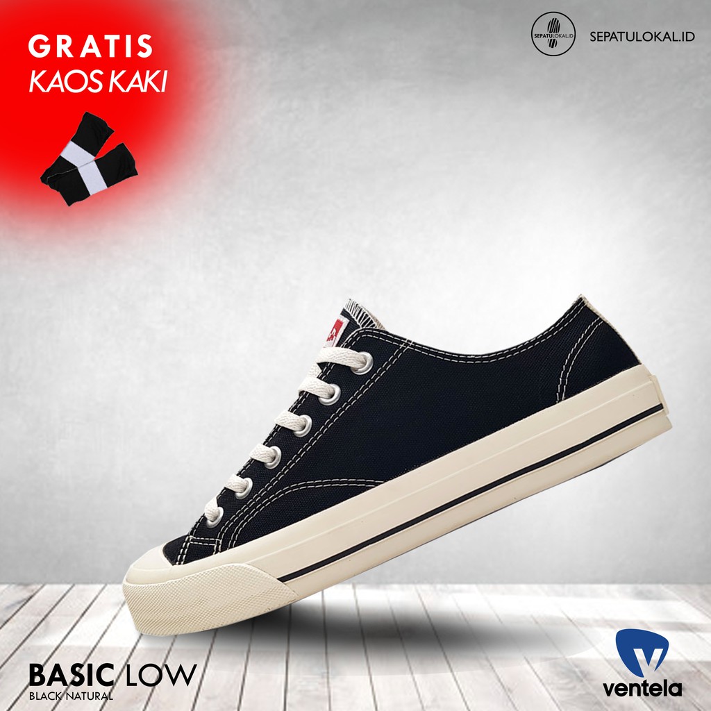 VENTELA ORIGINAL BASIC BLACK NATURAL Sepatu Ventela Sneakers Pria