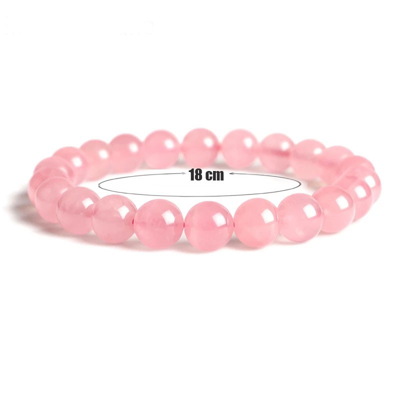 Gelang Natural Batu Rose Quartz Pink 8Mm Elastis