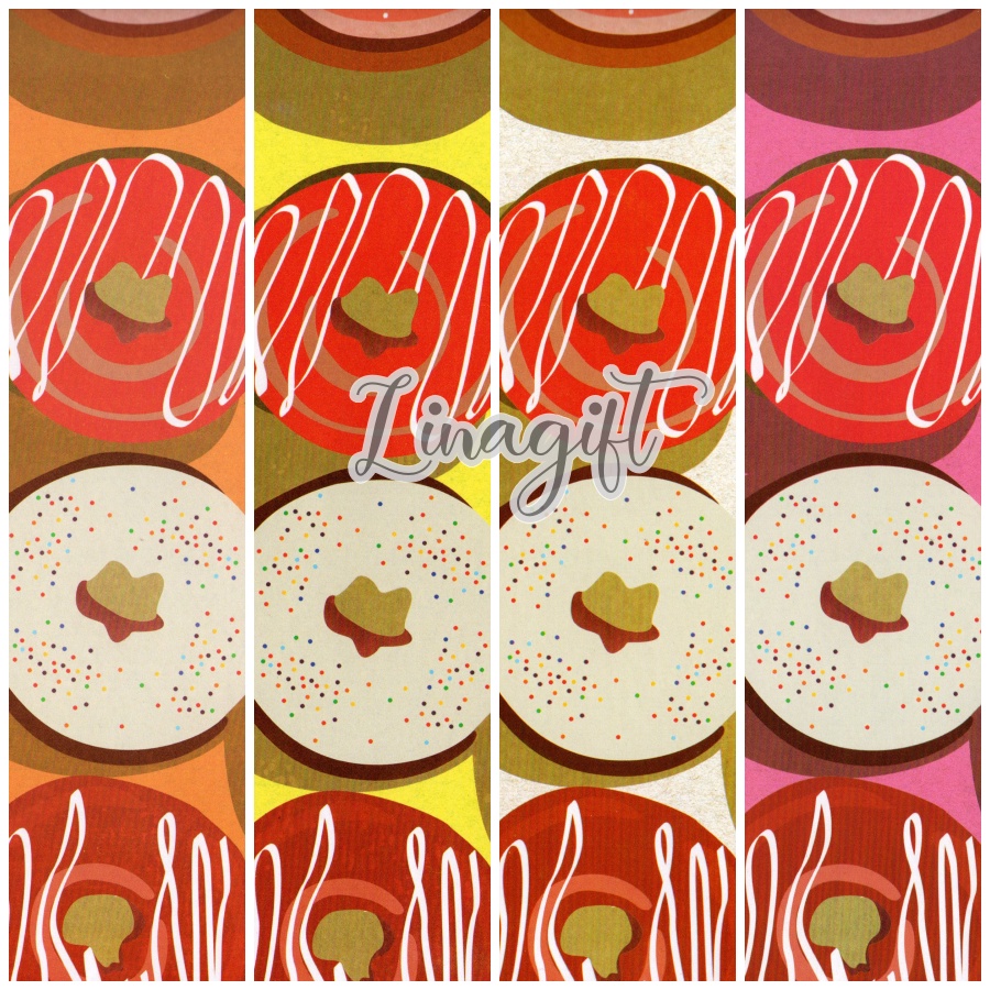 ( 5 Lembar ) DONUT KIKY - KERTAS KADO - GIFT WRAPPING PAPER CUPCAKE / FRUIT / DESSERT / MACAROON / DONUT/ ICE CREAM