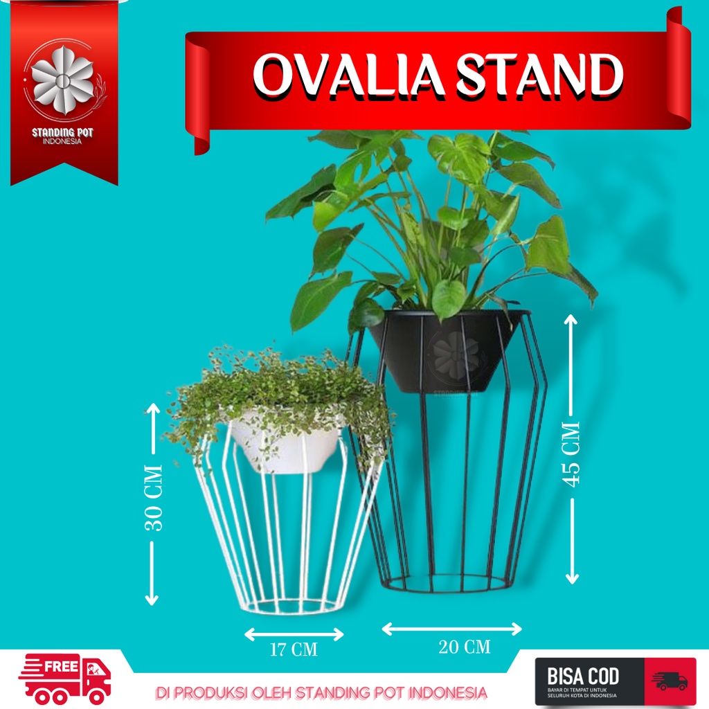 Jual Standing Pot Besi Ovalia Minimalis Stand Plant Flower Rak Tempat