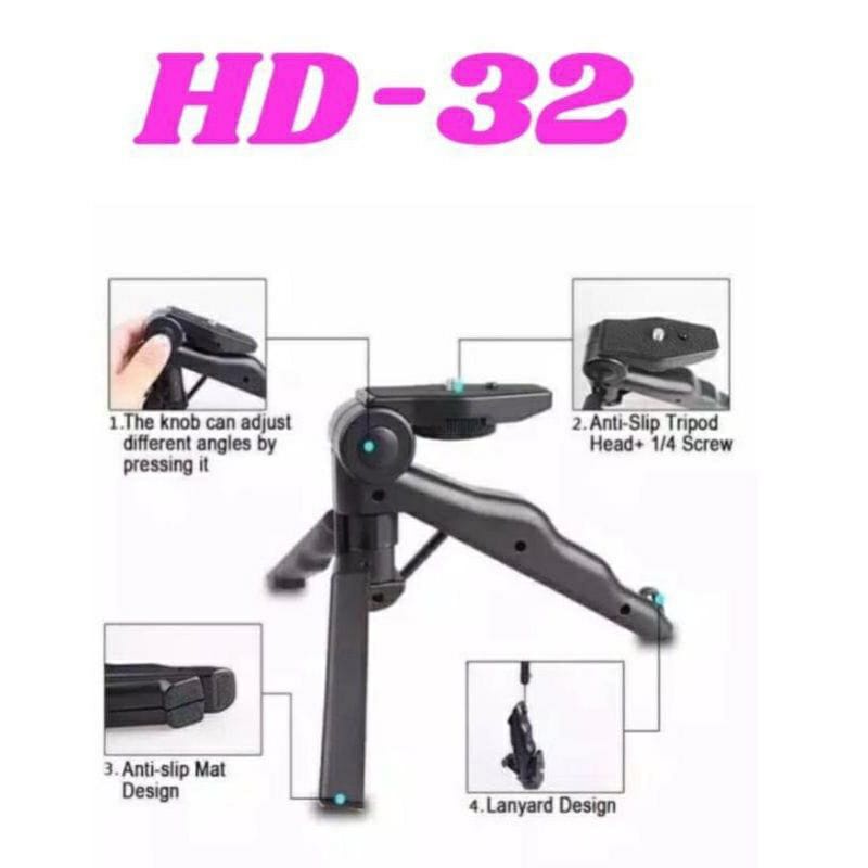 Tripod Mini HD 32 Folding Tripod Hp Universal plus Holder HD32