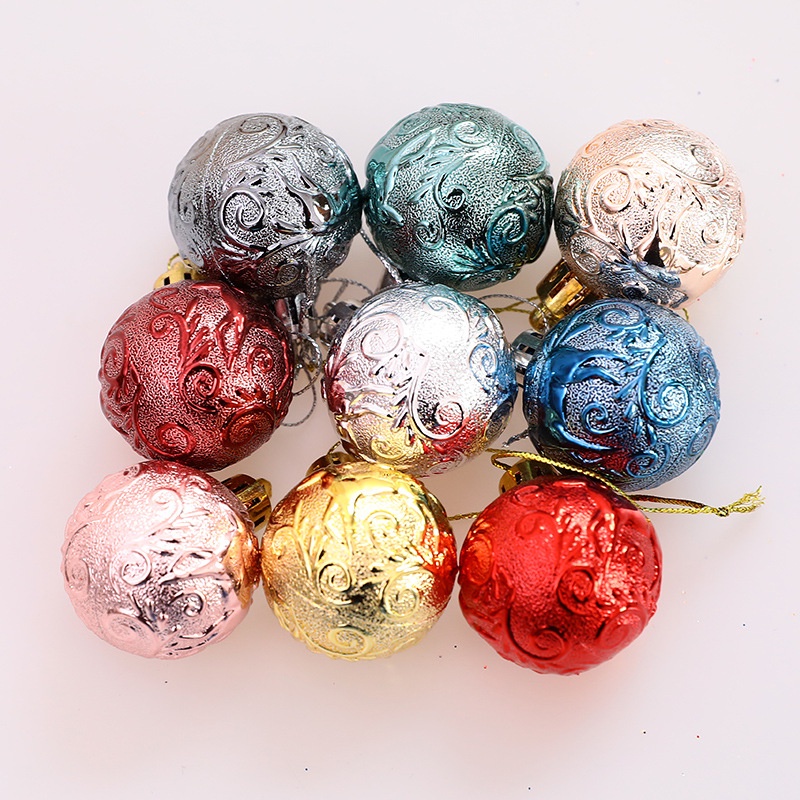 12pcs / Kotak Ornamen Bola Gantung Glitter Warna-Warni Ukuran 4CM Untuk Dekorasi Pohon Natal