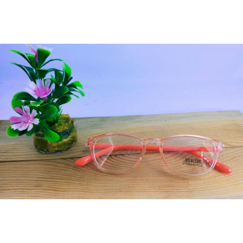 KACAMATA ANAK ANTI RADIASI HP KOMPUTER LENSA BLUERAY MODEL CAT EYE (FREE BOX)-ORANGE