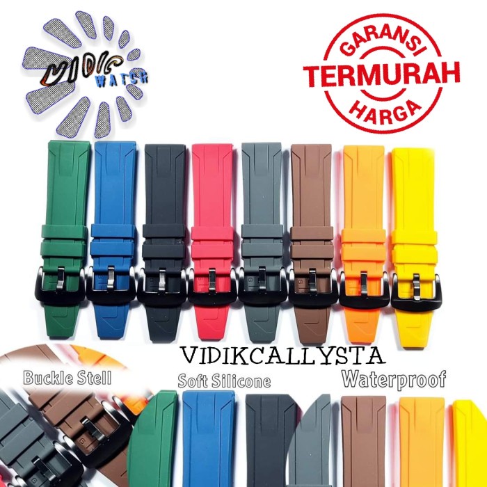 Tali Karet jam tangan24mm 24 Rubber Strap Import Original Waterproof PREMIUM