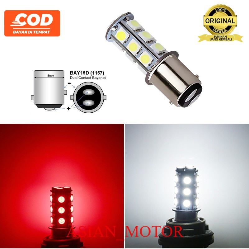 Lampu REM LED Strobo Kedap Kedip Untuk Mobil dan Sepeda Motor - Stoplamp Stop Lamp Bayonet 18 Mata S