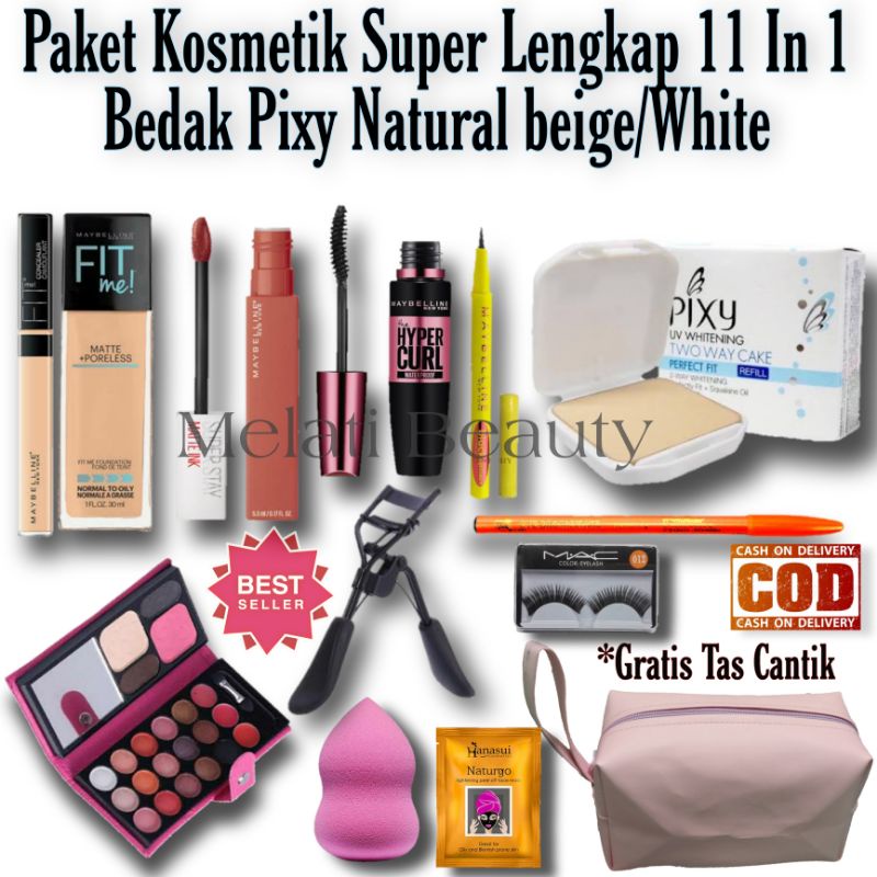 Paket Kosmetik Super Lenkap 11 In 1 Bedak Pixy / Paket Kosmetik Lengkap / Paket Kecantikan / Kosmetik / Kecantikan / Bedak Pixy Refil / Makeup Set Kecantikan