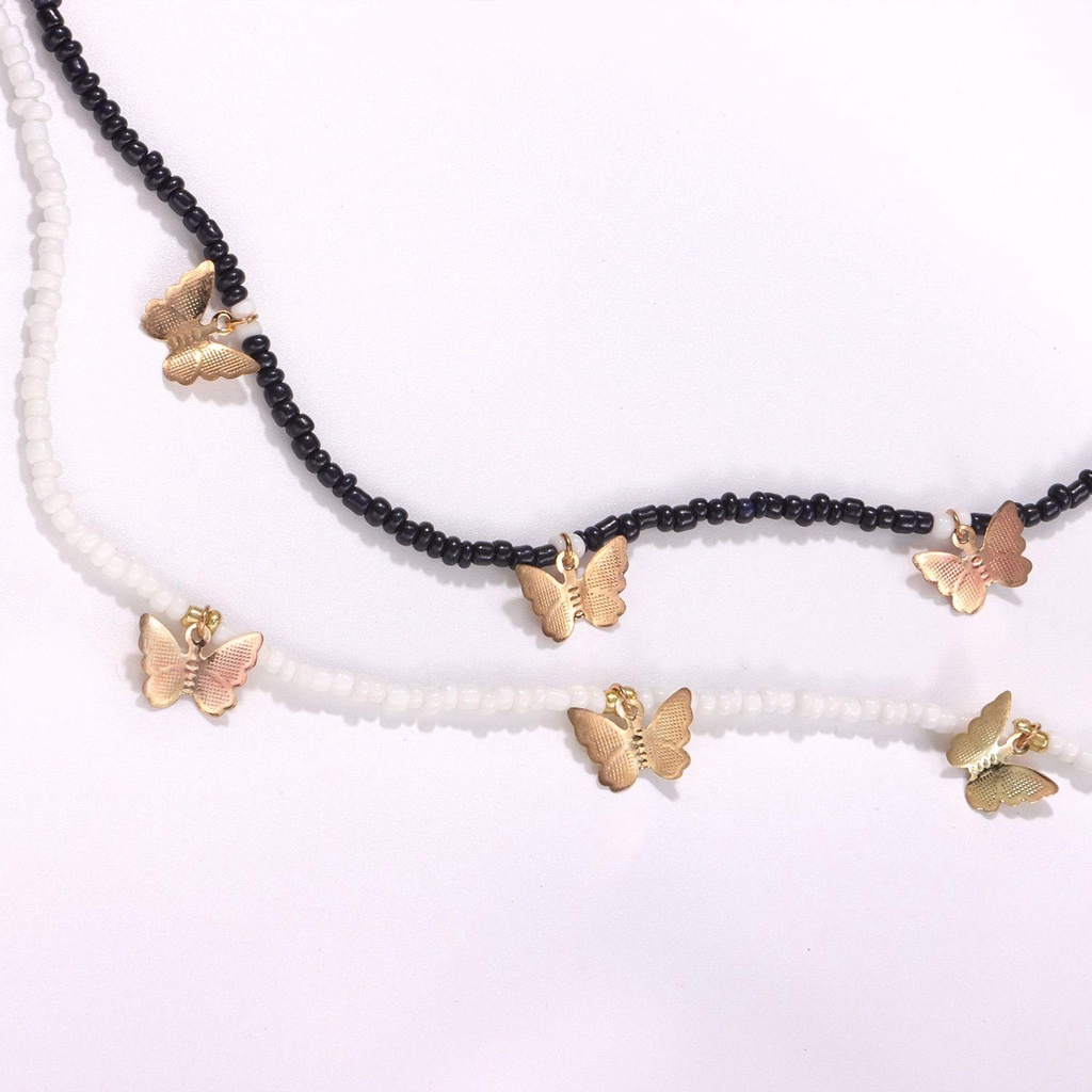 Lily Butterfly Bead Necklace Aksesoris Pesta Summer Seed Beaded