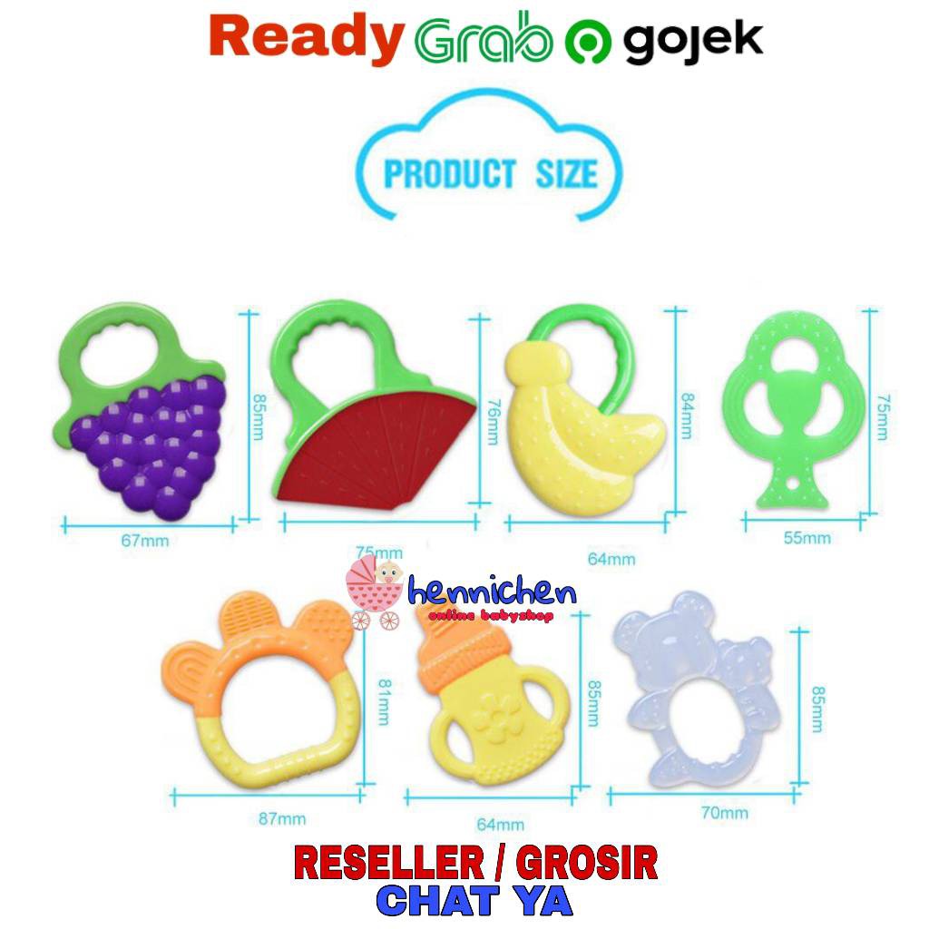 TEETHER BAYI BERBENTUK BUAH RUBBER FRUIT TEETHER GENGGAM BAYI SILIKON MOTIF BUAH BPA FREE