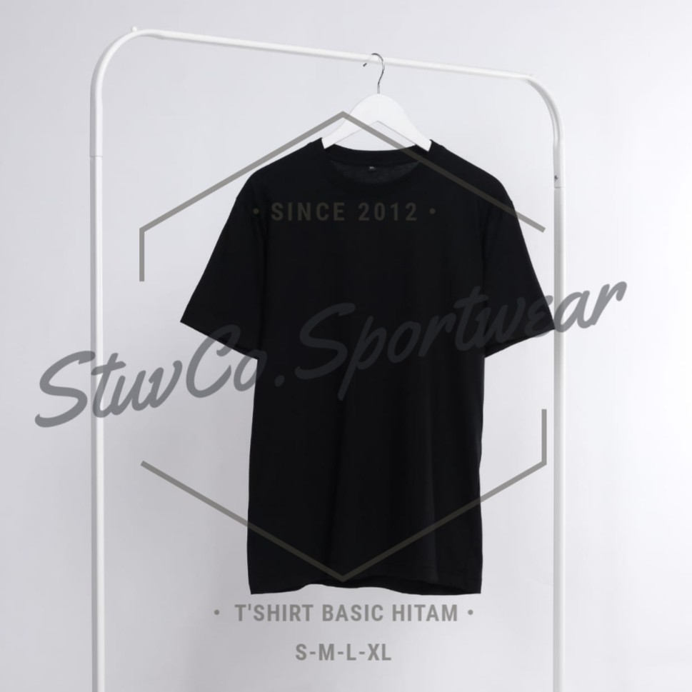 T SHIRT KAOS POLOS KATUN COMBED 30S HITAM PREMIUM PRIA WANITA