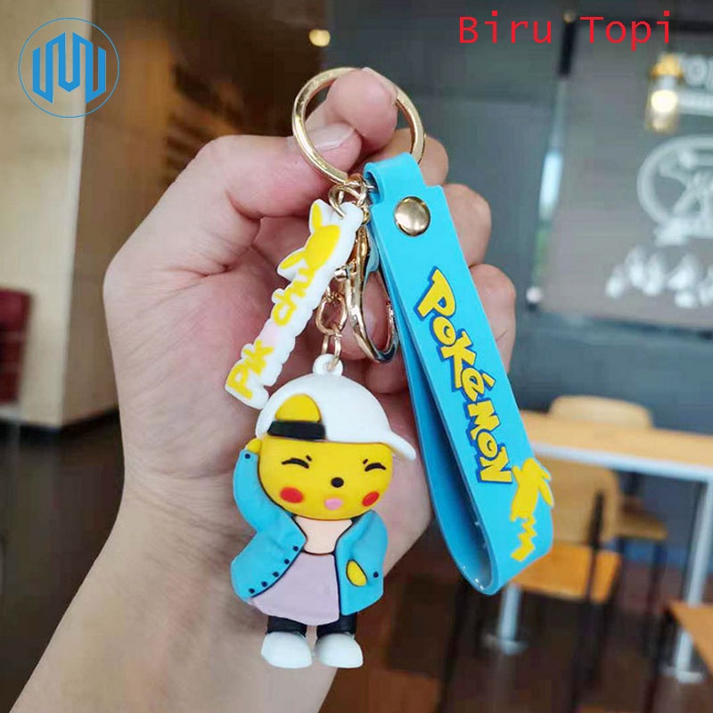 Gantungan Kunci Unik Lucu Pikachu Berjaket Kado Anak