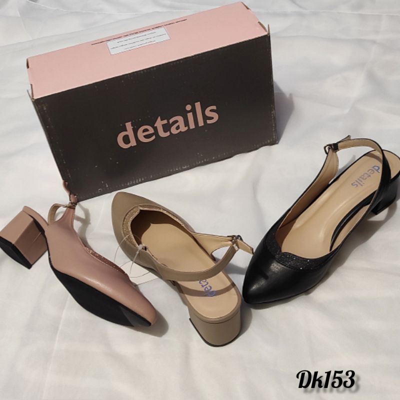 Details sandal mules wanita heels chunky Branded matahari