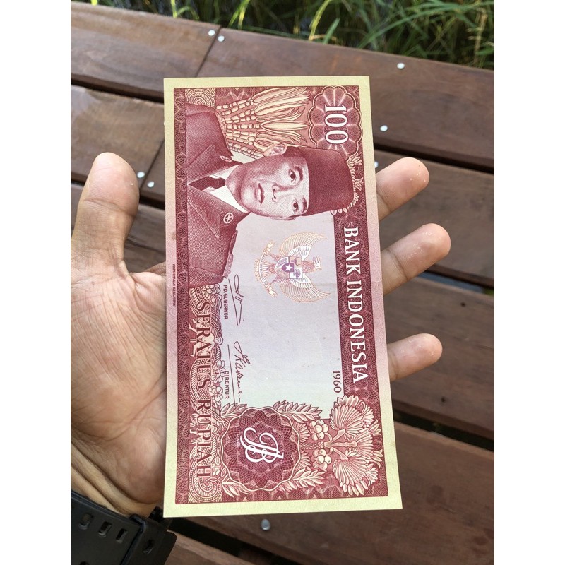 Uang Kuno 100 Rupiah Soekarno AUNC seri HAB