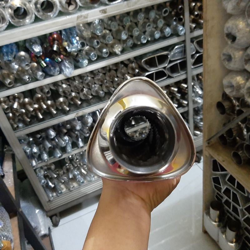 resonator knalpot mobil model segitiga suara bass kering