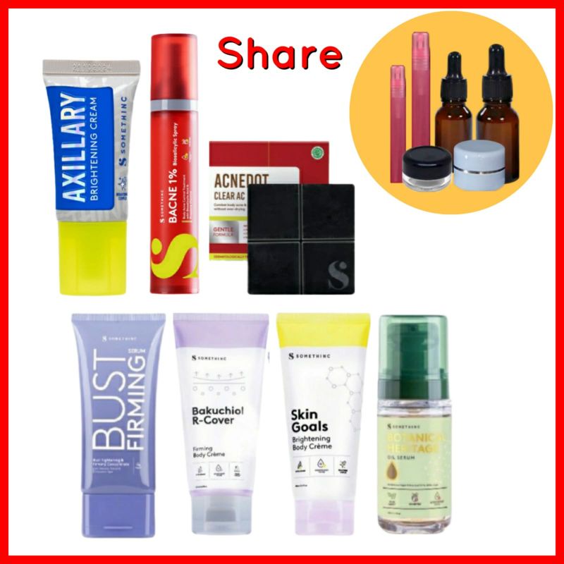 (SHARE IN JAR) SOMETHINC Body Series Axillary Brightening Cream Bust Firming Serum Bakuchiol R Cover Skin Goals Body Creme Cream Botanical Heritage Oil Serum Bacne 1% Biosalicylic Spray Acnedot Clear AC Body Soap