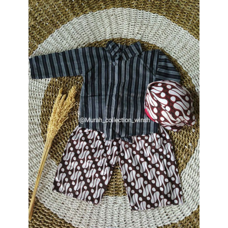 Stelan lurik bayi | baju adat jawa bayi laki-laki | baju tedak siten bayi laki-laki | baju adat anak