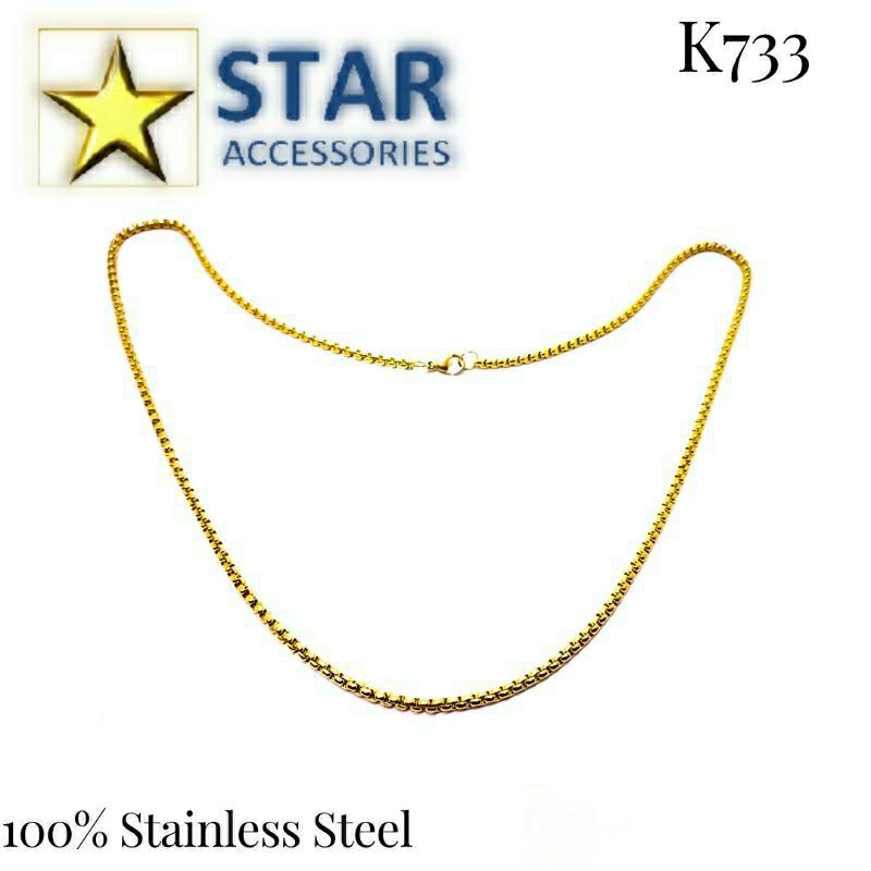 Kalung Titanium Polos Gold | Kalung Titanium Rollo Emas Panjang 60cm