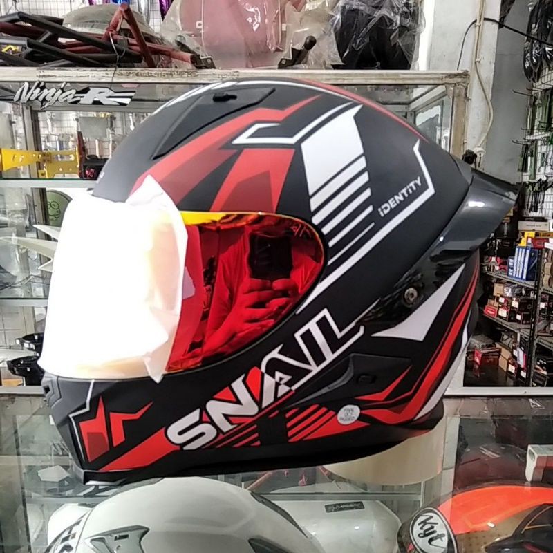 HELM SNAIL FFS1 IDENTITY BLACK RED DOFF/FULL FACE
