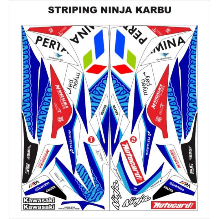 STIKER DECAL STRIPING STICKER MOTOR NINJA 250 CARBU / KARBU MANDALIKA - A, All Size TERMURAH