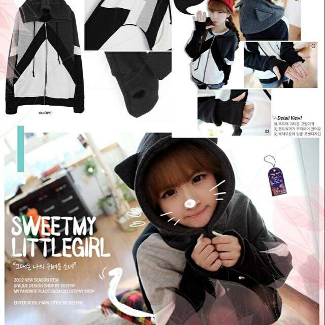 HP40153 Bat Sleeve Cat Jacket Neko Kucing Anime Jepang Cosplay Hoodie Jaket kawaii cute