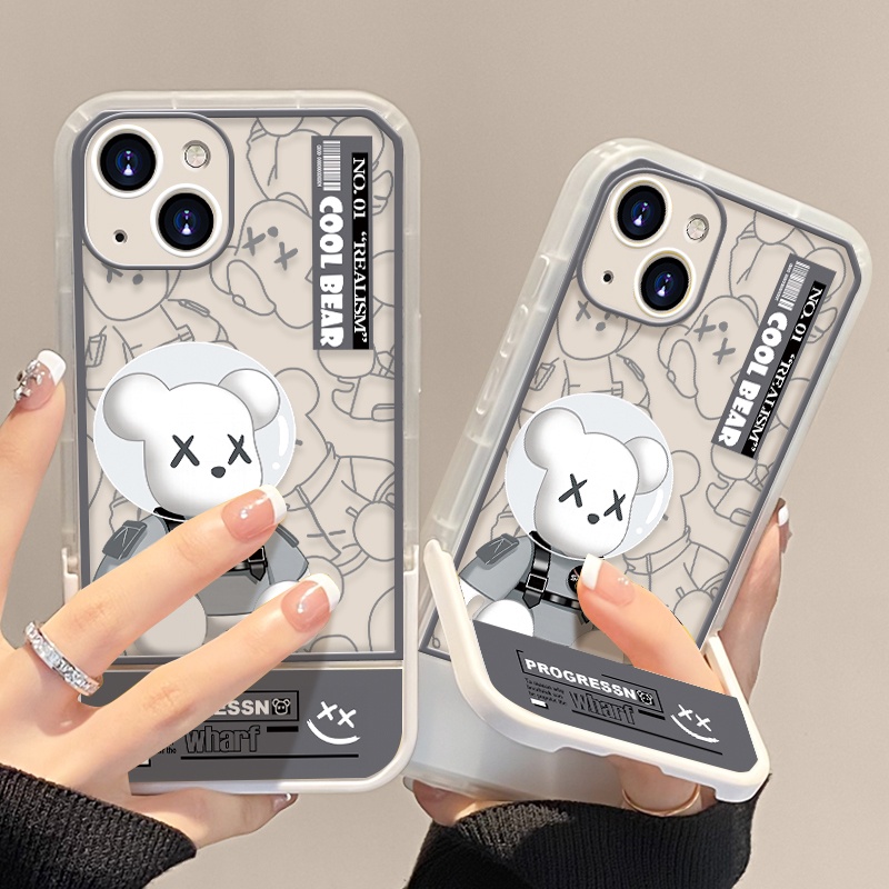 Casing IPhone 13 Pro XR X XS Max 6 6s 7 8 Plus 11 12 Pro Transparan Shockproof Motif Beruang Lucu