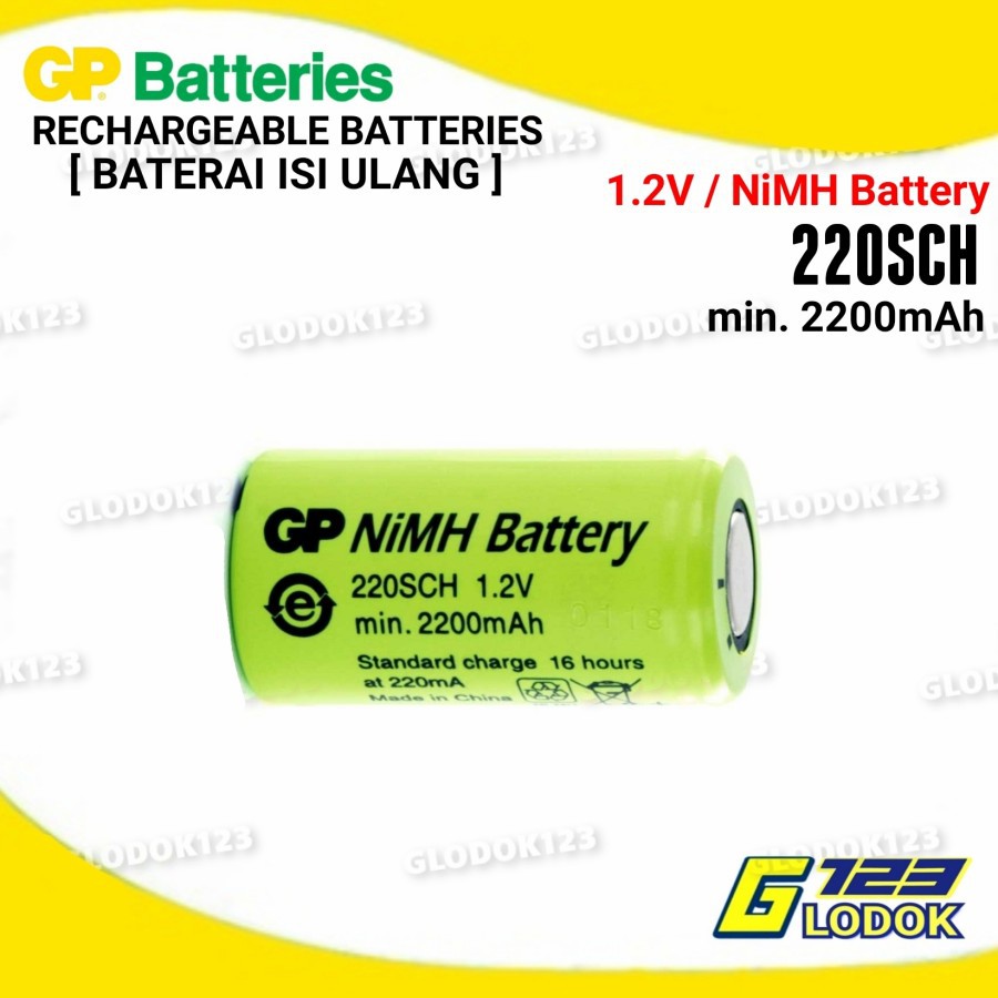 Baterai Sub Size C 2200mah NiMH 220SCH 1.2V Rechargeable Original GP