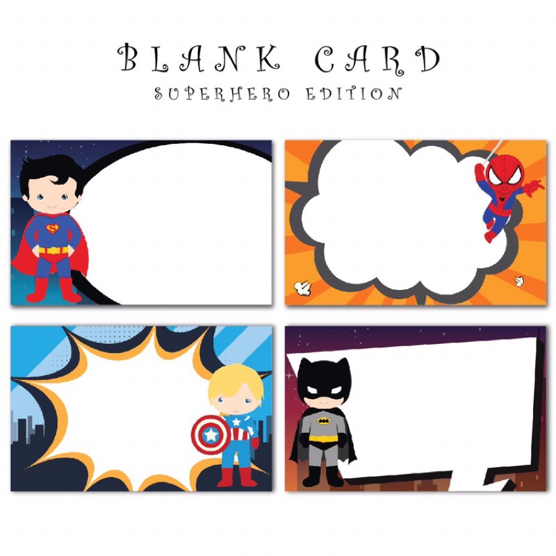 

Blank Card Kartu Ucapan Anak Greeting Card Blank Tag Hang Tag Spiderman Superman Batman Avengers k16