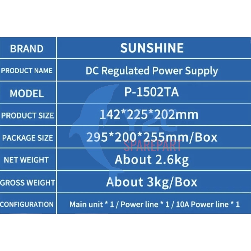 POWER SUPPLY SUNSHINE P-1502TA / ALAT SERVIS SERVICE HP LENGKAP TERLENGKAP TERMURAH