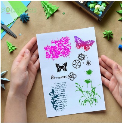 Clear Stamp (Stempel Transparan/Bening - Flower Key Butterfly