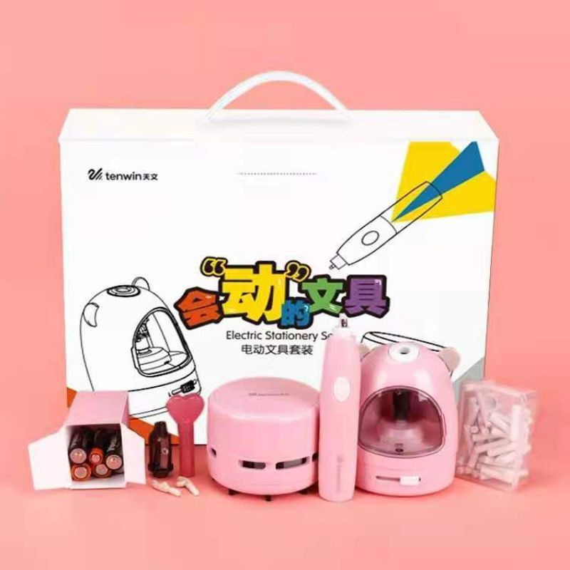 

Serutan / Rautan pensil otomatis set vacum pensil eraser electric pencil eraser sharpener set