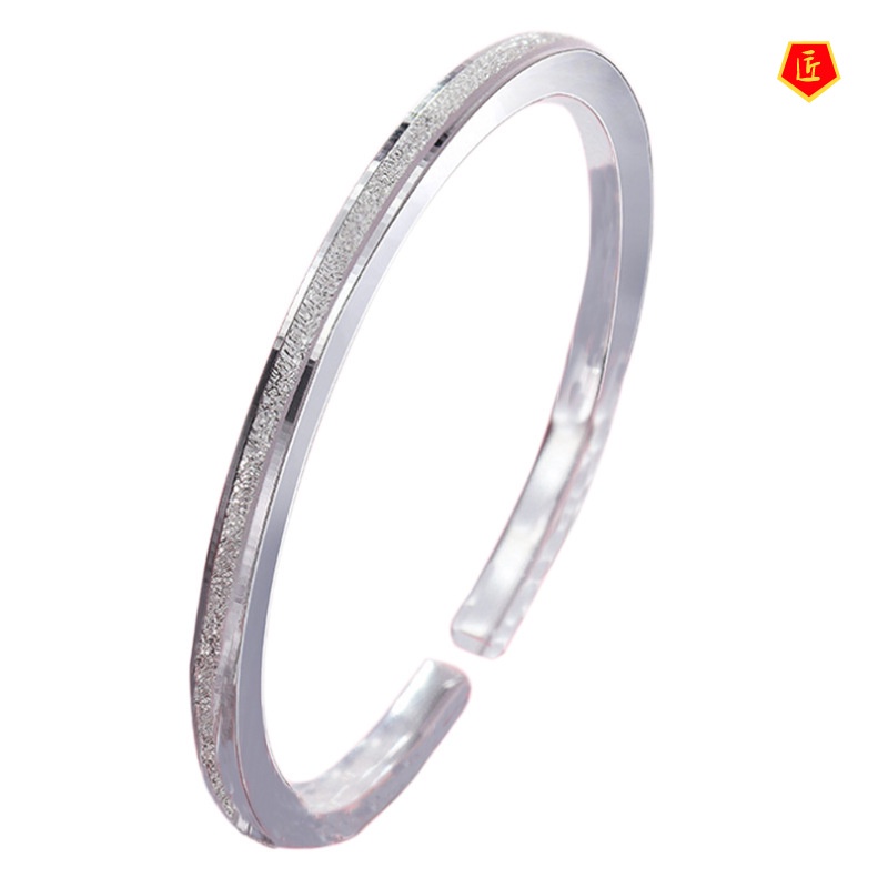 [Ready Stock]Women's Fashion Simple Frosted Square Open Bracelet