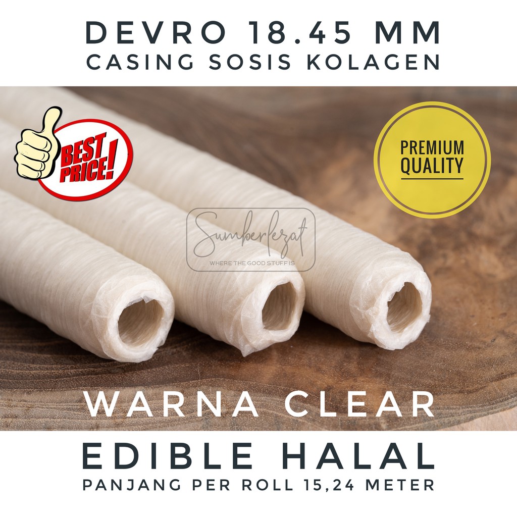 

18.45 mm CLEAR - Casing Kulit Selongsong Sosis Kolagen Collagen Colagen Edible Halal Food Grade