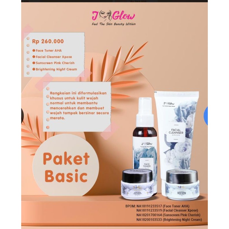 Jglow Skincare Paket Basic Whitening Skin Cream glowing