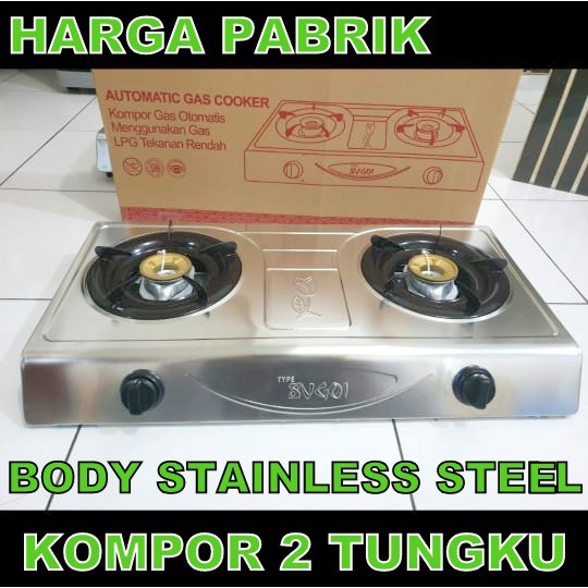 KOMPOR GAS 2 TUNGKU STAINLESS STEEL / KOMPOR GAS STAINLESS. K2