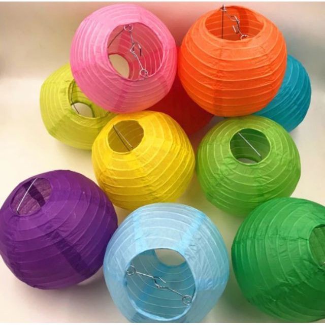 [1 Pcs] Lampion Kertas Polos / Lampion Bulat Kertas Warna Warni / Lampion Pesta / Lampion Dekorasi Hari Raya / Lampion Gantungan 20CM