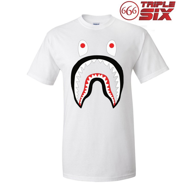 TRIPLESIX - Kaos - T-Shirt BAPE SHARK - Putih