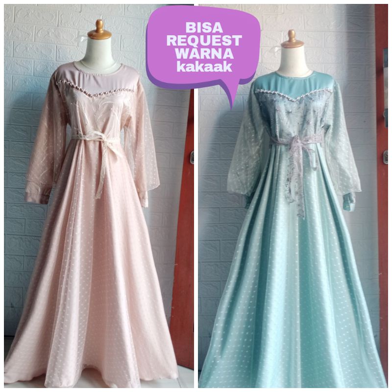 dress brukat kondangan model klok / dress brukat / tile dot