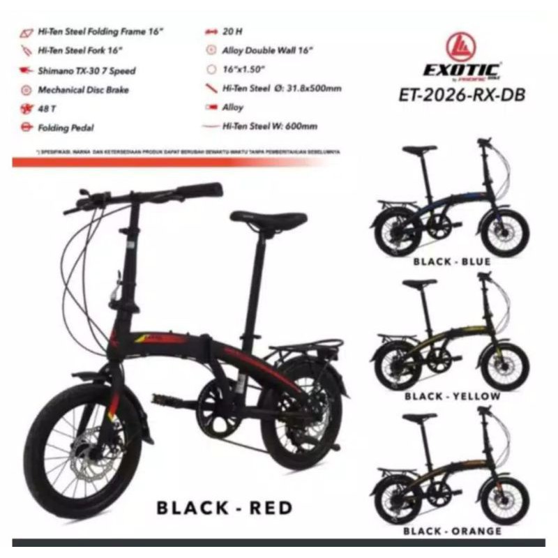 Sepeda Lipat 16 inci Exotic 2926 RX DB