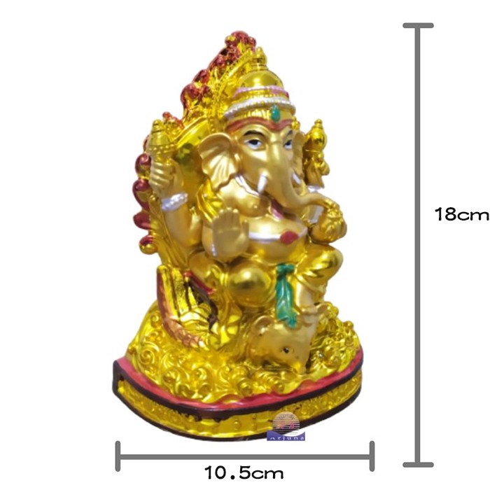 Patung Dewa Ganesha 7 Inch Bahan Fiber