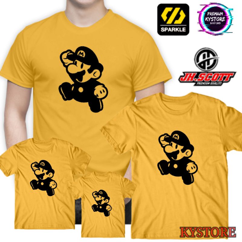 kaos anak dan dewasa motif mario bros pakaian pria - kystore