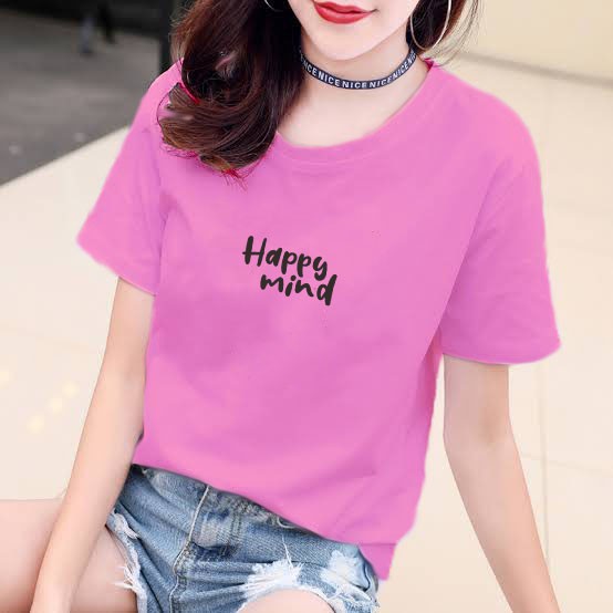 YOURSTYLE1119 - KAOS HAPPY MIND BAJU KAOS WANITA DISTRO UNISEX OVERSIZE JUMBO KEKINIAN TERLARIS