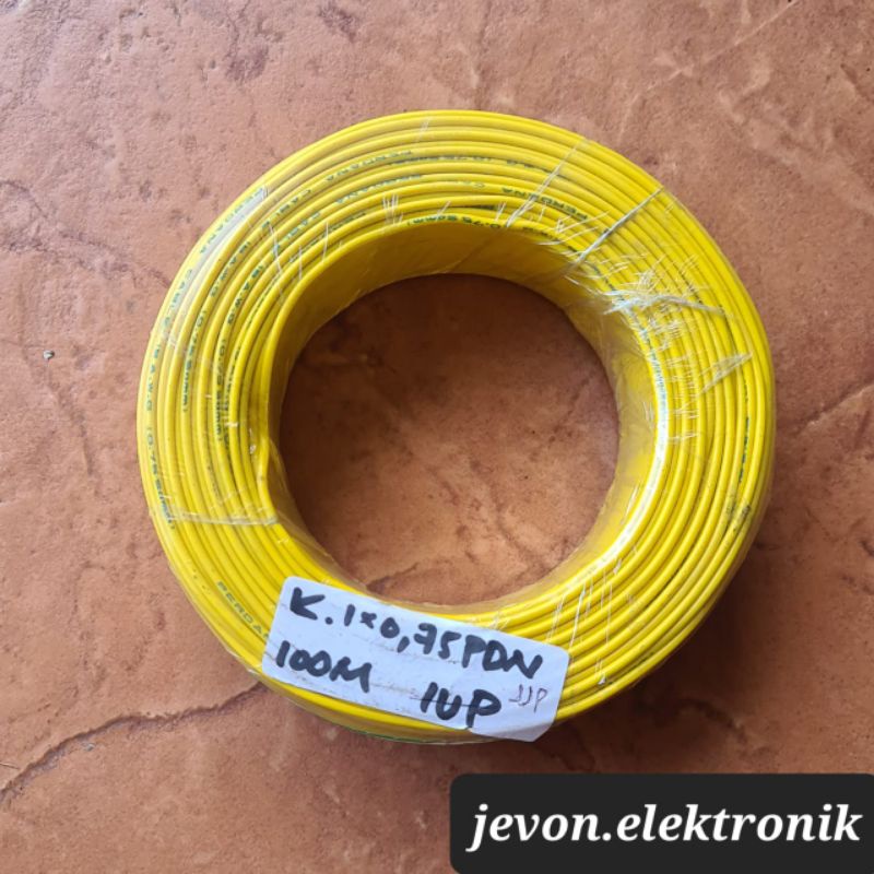 Kabel Perdana meteran 1 x 0,75 per meter Serabut Tembaga Merah Hitam Kuning Hijau Biru