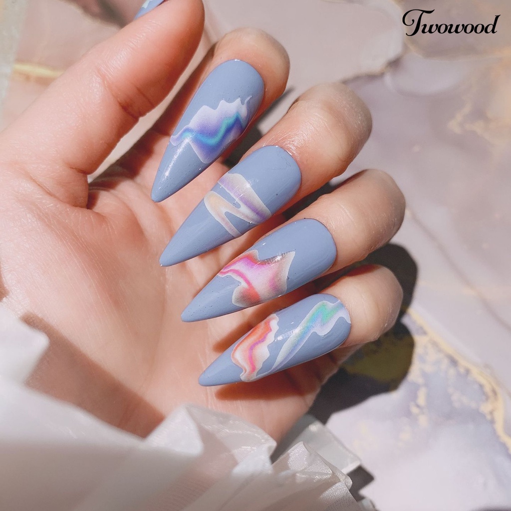 Twowood Stiker Kuku Motif Ukiran Pita 3D Tahan Lama Untuk Manicure / Nail Art DIY