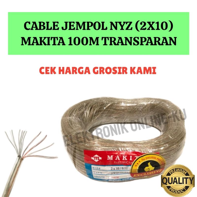 CABLE JEMPOL NYZ 2×10 MAKITA 100M TRANSPARAN